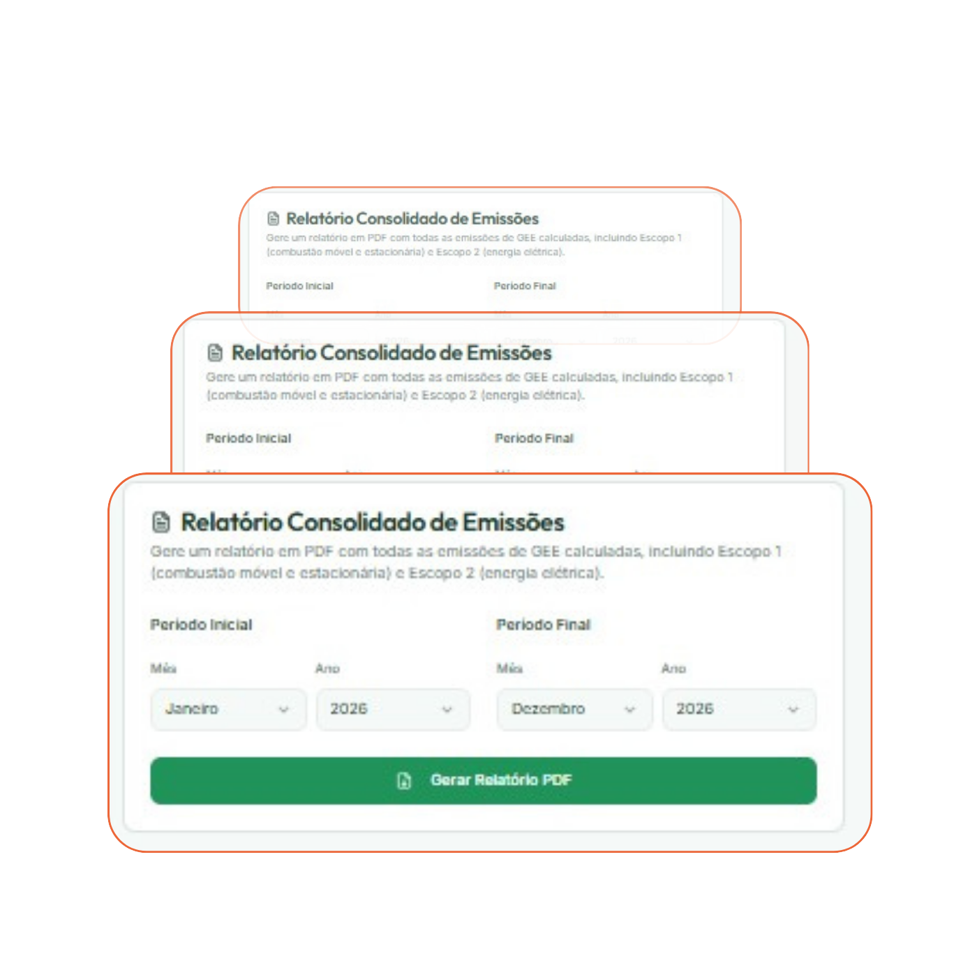 Tela de relatório consolidado de emissões